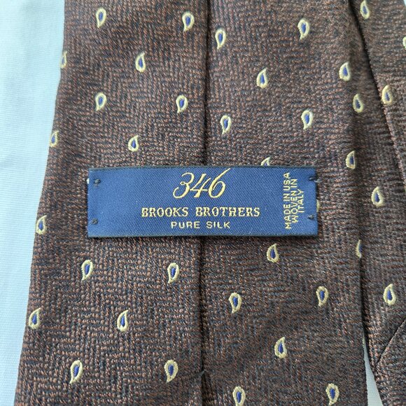 "346" Brooks Brothers pure silk brown and gold tie - Picture 4 of 4